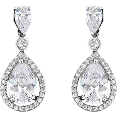 Jon Richard Drop Earrings - Silver/Transparent