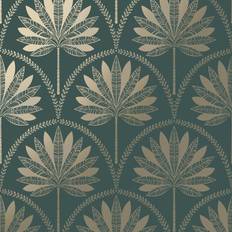 Wallpapers Holden Teal Metal Palm Treetop Vinyl Wallpaper wilko