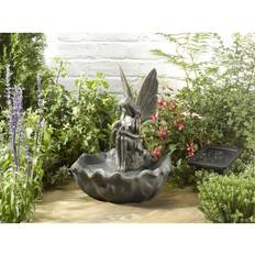 Fontaine Solaire - Smardtv - Effet Bronze Sophistiqué - 43x34x34 cm - Blanc