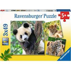 Jigsaw Puzzles Ravensburger Pussel: Panda, Lion And Tiger 3x49 Bitar