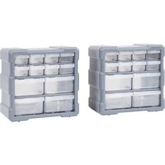 Cajas de herramientas vidaXL Organizadores multicajones con 12 cajones 2 uds 26,5x16x26 cm