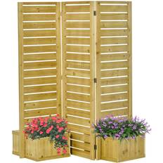 Pots, Plants & Cultivation OutSunny Wooden Privacy Screen with Planter Flower Pot Raised Bed