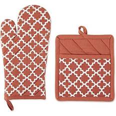 Design Imports Lattice Oven Mitt & Set Pot Holders Red