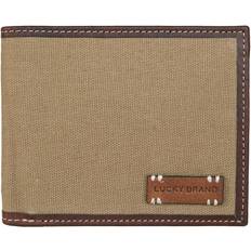 Lucky Brand Men's Canvas with Leather Trim Bifold Wallet - Khaki