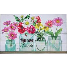 Entrance Mats Northlight Welcome Friends Spring Bouquet Pink 30x18"