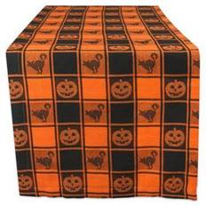 Orange Cloths & Tissues Zingz & Thingz Halloween Woven Checkered Tablecloth Black, Multicolor, Orange