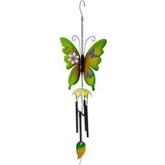 Green Fountains & Garden Ponds Northlight Seasonal 15.7in. Metal Butterfly Garden Wind Chimes