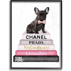 Stupell Industries Book Stack Fashion French Bulldog Amanda Greenwood Framed Art