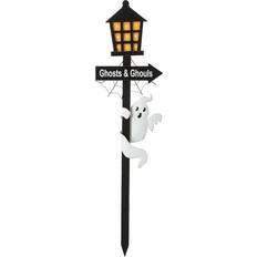 GlitzHome 42 H Lighted Halloween Wooden Haunted House Yard Stake