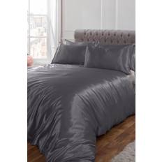 Silver Duvet Covers Sienna Plain Satin Duvet Cover Grey, Pink, Silver