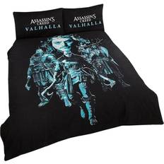 Linne - Svarta Påslakan Assassins Creed Valhalla Double Påslakan Svart, Blå