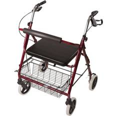 Rollator walker with seat HealthSmart DMI Lightweight Extra-Wide Heavy-Duty Rollator in Aluminum