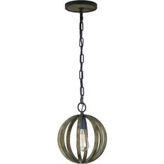 FEISS Allier Mini Pendant - Weather Oak Wood / Antique Forged Iron Lampada a Sospensione