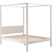 Chambres d'enfant Furniturebox Lit à Baldaquin 140x200 cm Pin Massif Laqué Blanc Pinie