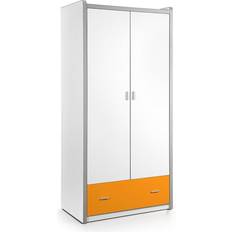 Armoires Furniturebox 2 Portes 1 Tiroir Bois Blanc Et Orange Bonny