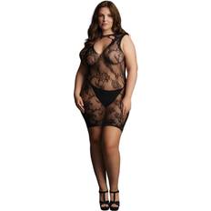 Mini Dress with Key-Hole Neckline Plus Size Black
