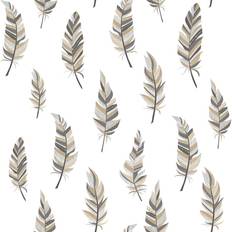 vidaXL Noordwand Urban Friends & Coffee Wallpaper Feathers White and Silver