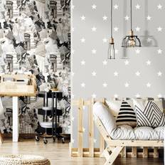 Noordwand Noordwand Wallpaper Friends & Coffee Little Stars Dark Grey and White