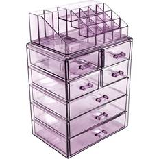 Sorbus Sorbus Cosmetics Makeup Storage Case Medium Display Sets 3 Large 4 Small Drawers Top Purple