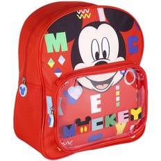 Cerda Rote Micky-Maus-Schultasche (25 x 30 x 12 cm) Transparent