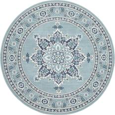 Blue - Round Carpets & Rugs Surya Alfresco Alf-9687 Aqua Black, Blue, Gray