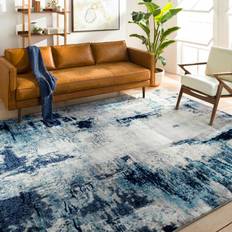 Abstract black and white rug Surya Wanderlust WNL-2309 Gray, Silver, White, Blue