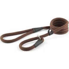 Pets Ancol Nylon Deluxe Rope Slip Lead Brown