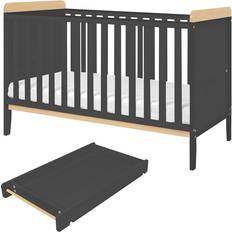 Kid's Room Tutti Bambini Rio Cot Bed with Cot Top Changer & Mattress Slate Grey/Oak 29.5x56.8"