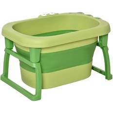 Baby Bath Tub Collapsible Non-Slip with Stool Seat Green