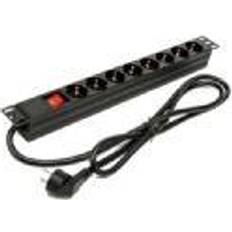 POWER STRIP 8 SOCKETS 1.5M Phasak BLACK [Levering: 4-5 dage]