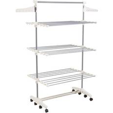 Clothing Care Everyday Home Rolling Stainless Steel Drying Rack, White and Grey