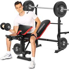 Weight set with bench OppsDecor Adjustable Olympic Weight Bench Set