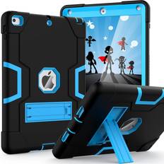 Apple iPad 9.7 Tablet Cases OKP Case for iPad 6th Generation/iPad 5th Generation (9.7-inch, 2018/2017 Model), iPad Air 2 Case, Hybrid Shockproof Rugged Protective Cover for iPad 9.7 inch with Built-in Kickstand, Black+Blue