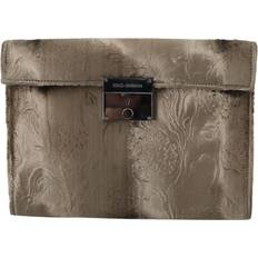 Sølv Computertasker Dolce & Gabbana Beige Velvet Floral Leather Men Document Men's Briefcase