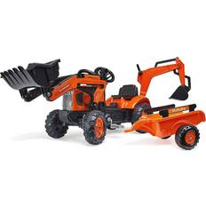 Sound Pedal Cars Falk Kubota Pedal Scraper with Excavator & Trailer