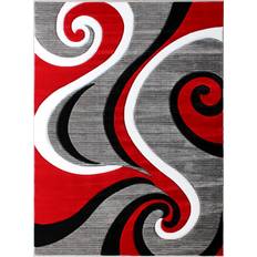 Abstract black and white rug Flash Furniture Athos Collection Abstract White, Black, Red, Gray