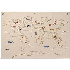 Beige Innredningsdetaljer Ferm Living The World Textile Map Off-White