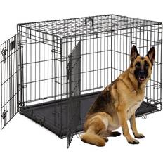 Dog door Dopinmin 48 Inches Double Door Folding Crate Dog Cage 73.7x78.7