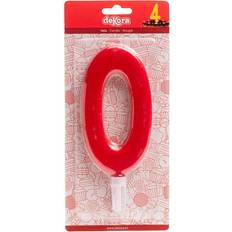 Red Cake Candles Dekora Stort kagelys # 0 15cm