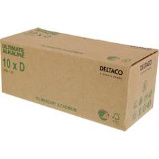 Deltaco Batterier Batterier & Opladere Deltaco Ultimate Alkaline D-batteri, 10-pack (Bulk)
