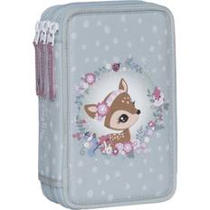 Beckmann Three Section Pencil Case with Content Forest Deer Dusty Mint