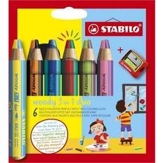 Stabilo Woody 3-i-1 Duo, tykke farveblyanter, 6 stk