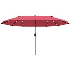 OutSunny 4.4m Double-Sided Umbrella Patio Parasol Solar Lights