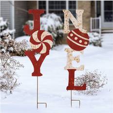 GlitzHome GlitzHome Set of 2 Rusty Metal Joy Welcome Sign