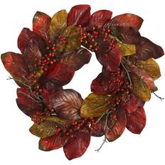 Flowers Harvest Magnolia Leaf & Berries Wreath