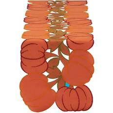 Orange Cloths & Tissues DII Imports Embroidered Pumpkins Tablecloth Orange