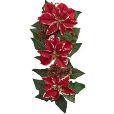 Flowers 25" Poinsettia, Pinecone & Burlap Teardrop