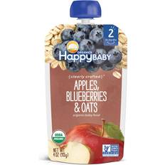 USDA Organic Barnmat & Ersättning Happy Baby Apples, Blueberries & Oats Pouch 113g