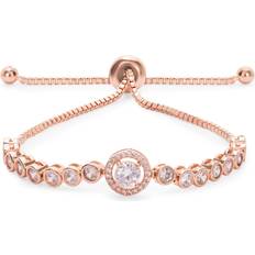 Rose Gold Plated Bracelets Jon Richard Center Stone Tennis Toggle Bracelet - Rose Gold/Transparent