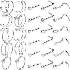 Men Jewelry Sets ONESING Nose Rings (36pcs) - Silver